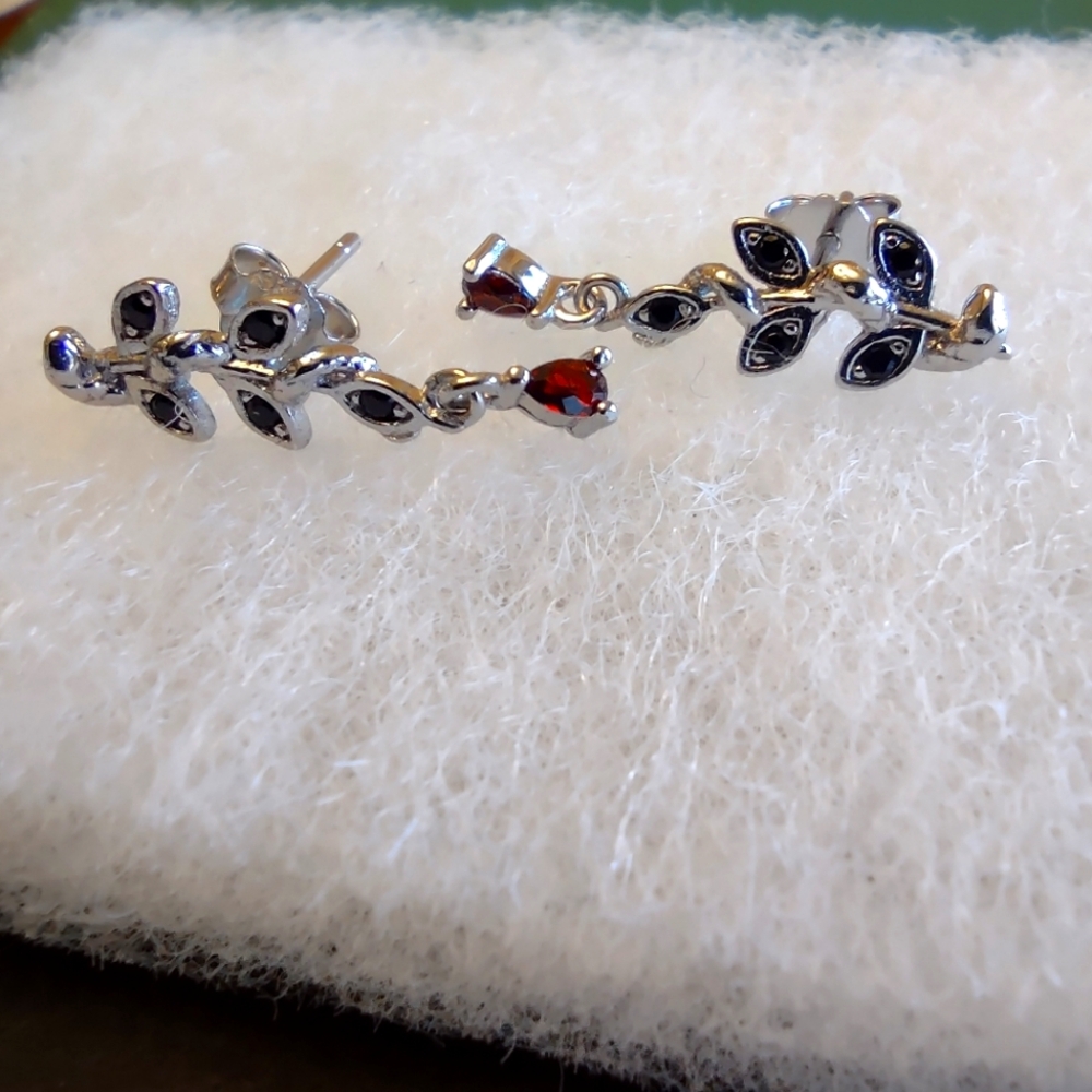 REGALROSE Forbode Snake and Vine Silver Stud Earrings